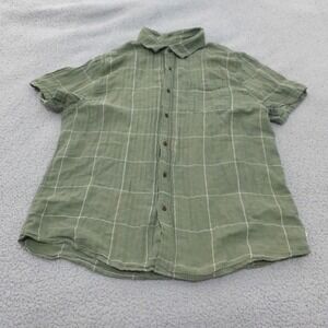 Katin Shirt Mens XXL Green Plaid Short Sleeve Button Up Cotton Linen